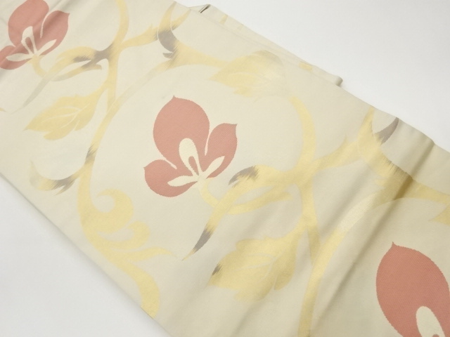 JAPANESE KIMONO / FLOWER ARABESQUE PATTERN WOVEN NAGOYA OBI